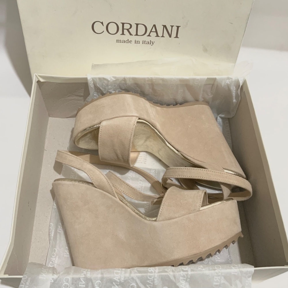 Cordani Made in ITALY Ophelia Nude Beige Suede Wedge Platform Sandals 39 - Picture 10 of 13